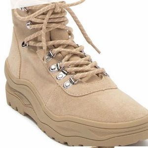 Steve Madden Mojave Tan Leather Suede Lace Up Military Style Boots NWOT 8.5